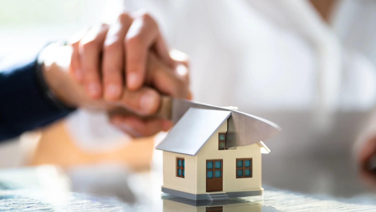 severance in real estate| | two piple dividing a house with a knife
