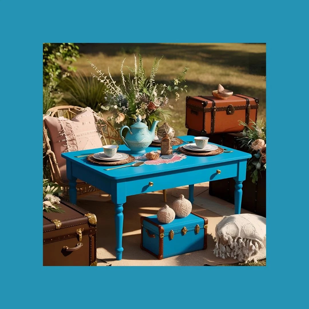 table with boho floral decals