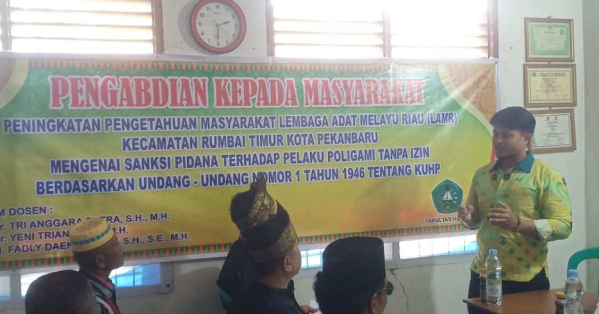 FH Unilak Beberkan Masalah Sanksi Poligami pada Kegiatan Penyuluhan Hukum di Rumbai Timur