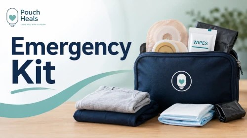 A bag containing stoma supplies.