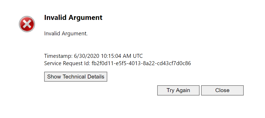 Error message