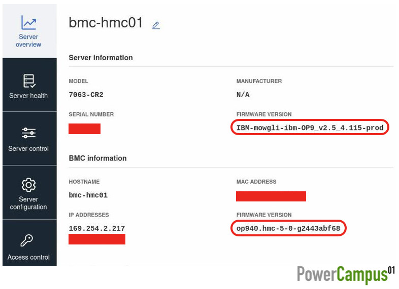 BMC current firmware versions
