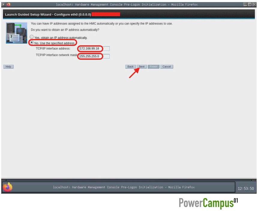 HMC Guided Setup Wizard - IP address