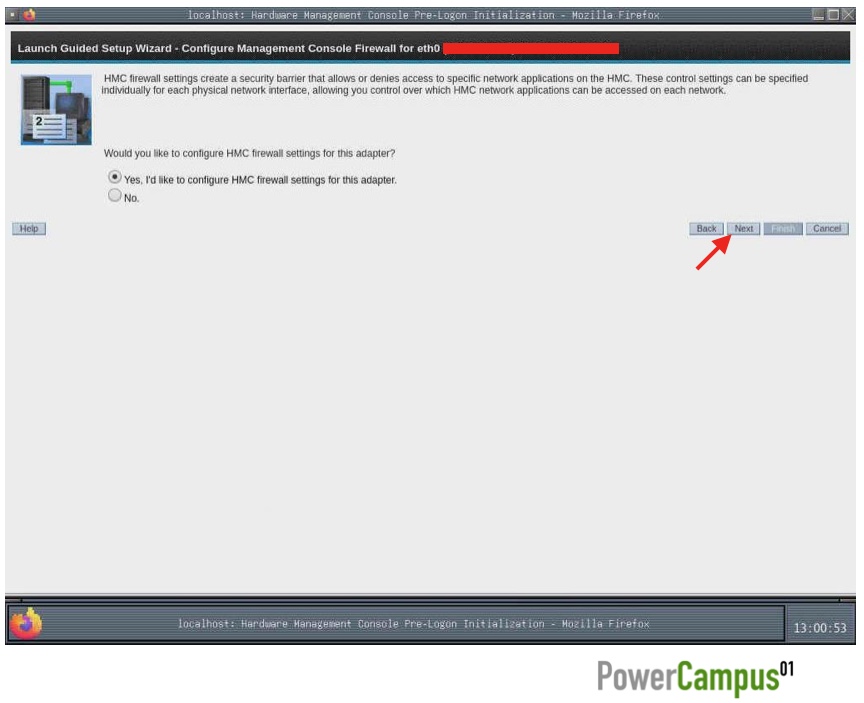 HMC Guided Setup Wizard - firewall settings