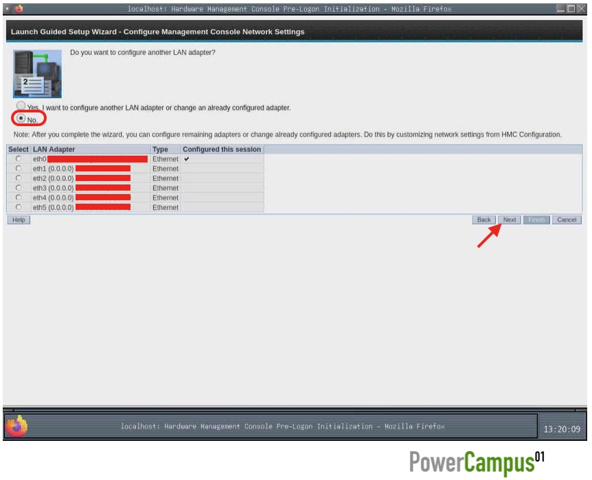 HMC Guided Setup Wizard - configure LAN adapters