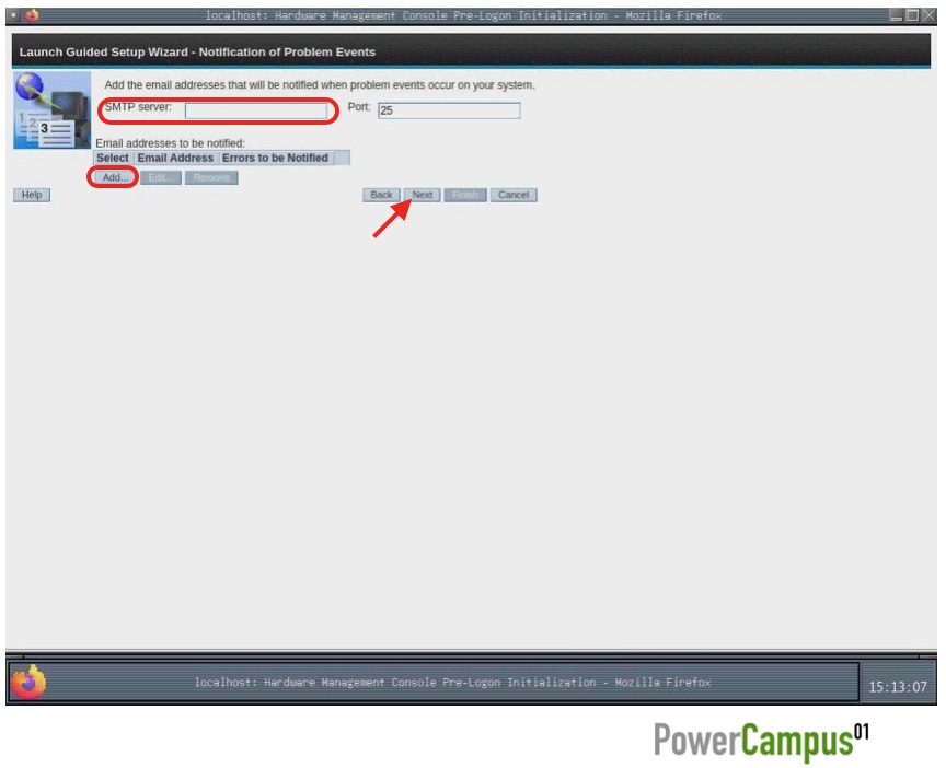 HMC Guided Setup Wizard - configuration email notification