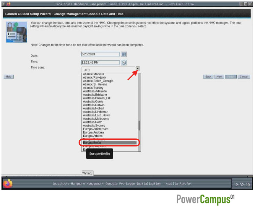 HMC Guided Setup Wizard - change time zone