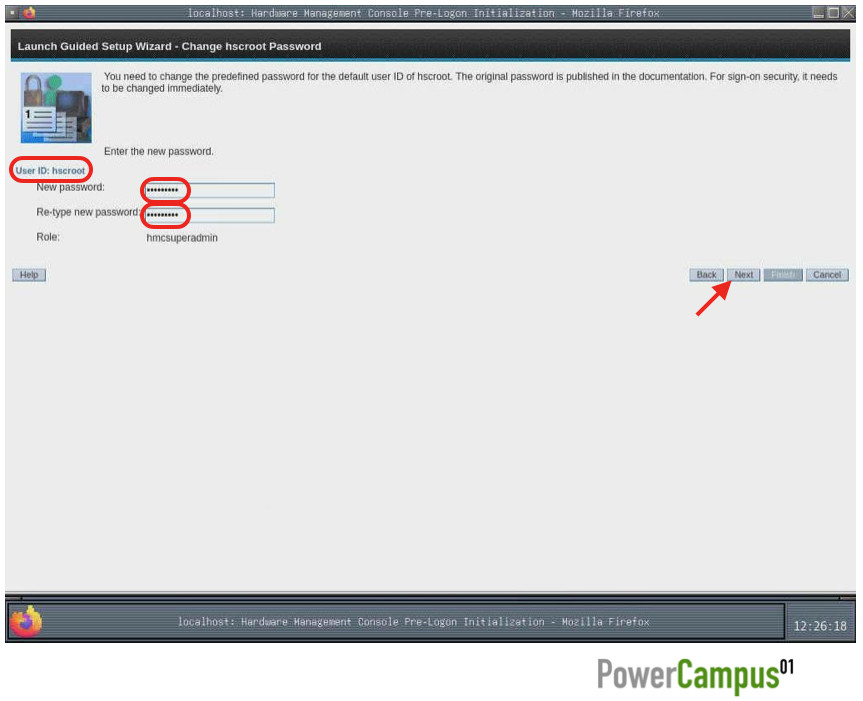HMC Guided Setup Wizard - change hscroot password