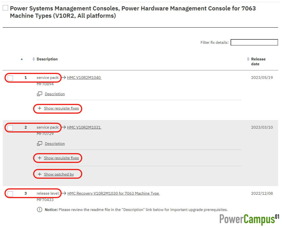 IBM Fix Central - available fixes and service packs