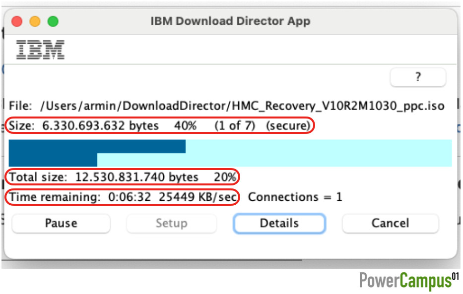 IBM Download Director - downloading release level V10R2M1030