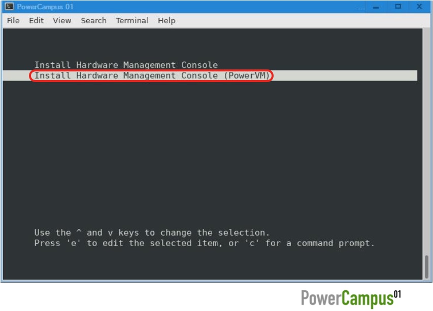 Boot menu PowerVM vHMC