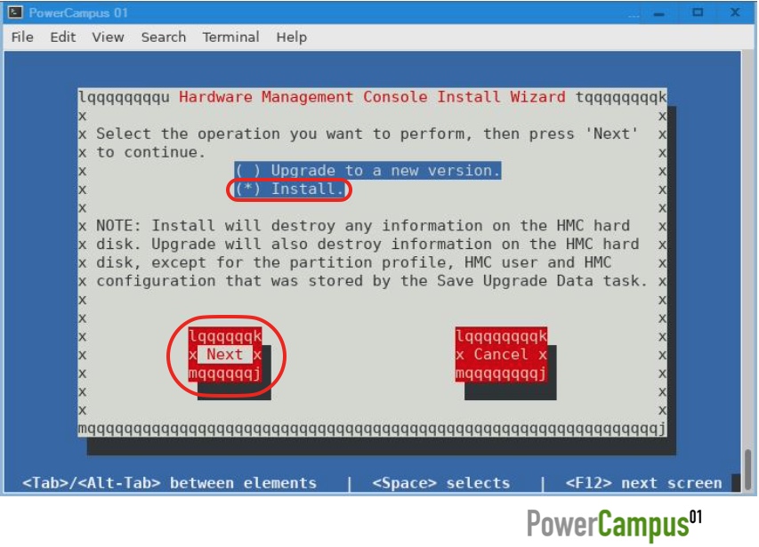HMC Install Wizard - choose install