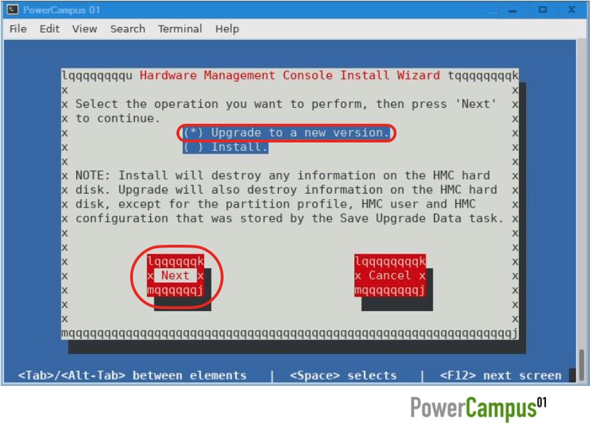 vHMC Install Wizard - install or upgrade