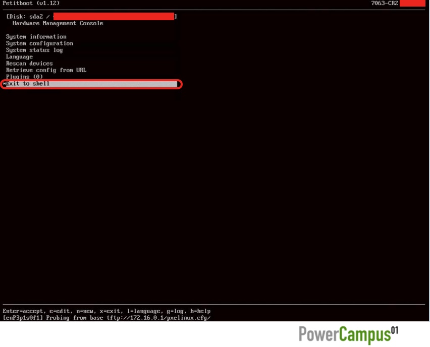 Petitboot - Exit to shell