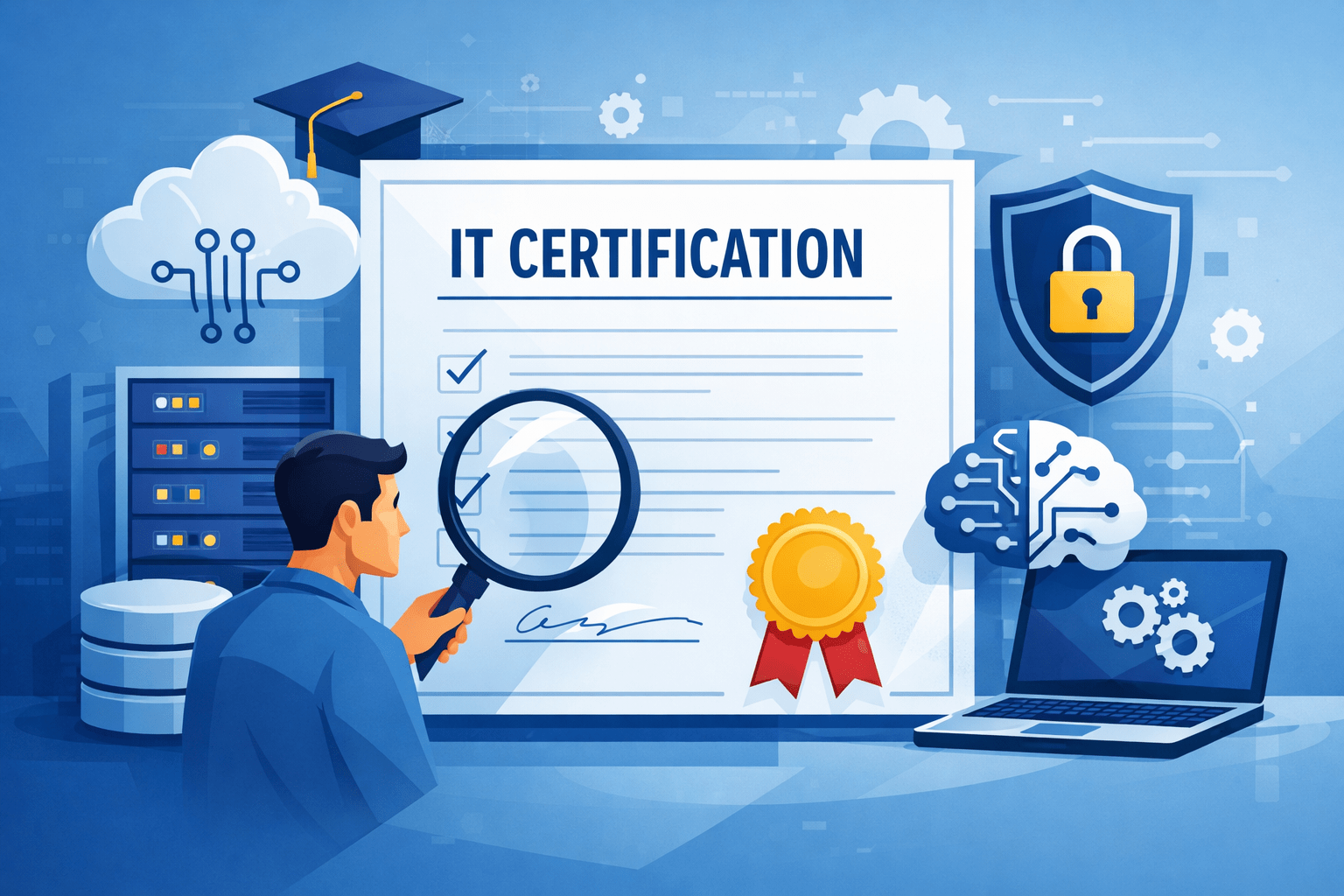 Image showing IT certifications and college diplomas.