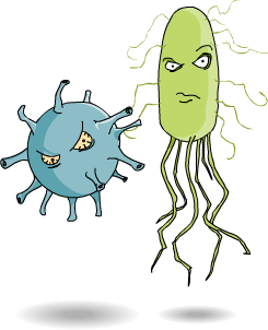 Screen capture from training course of animated germs