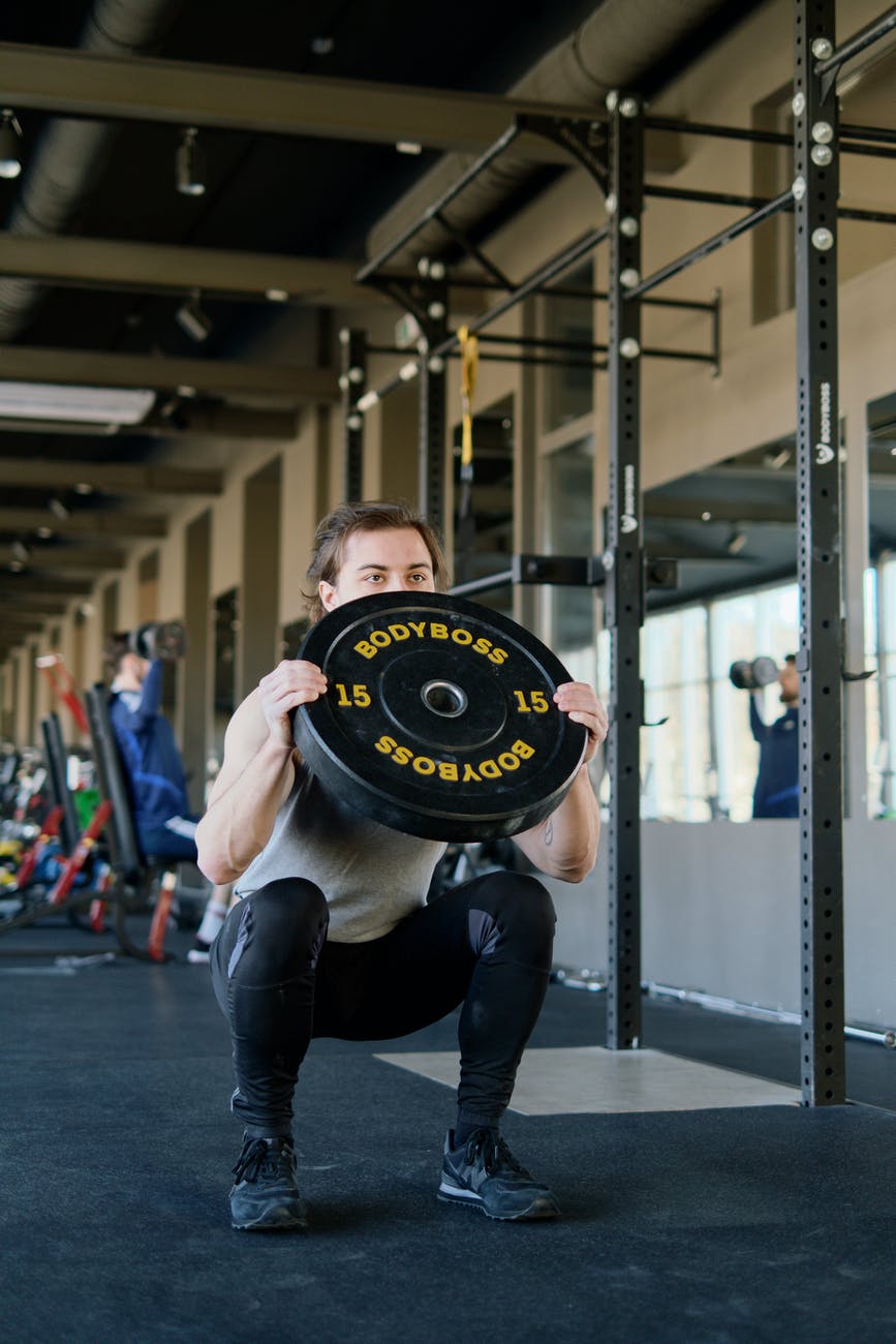 Squatting with plate