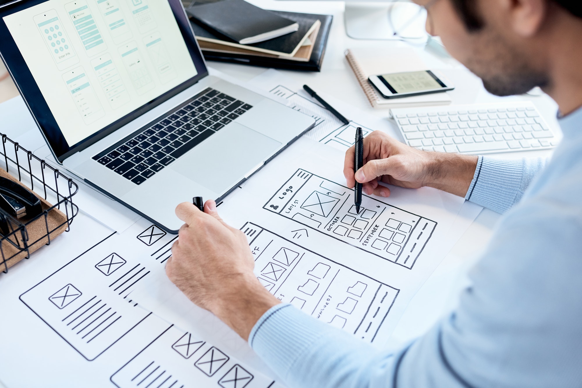 Drawing icons placement for ui design