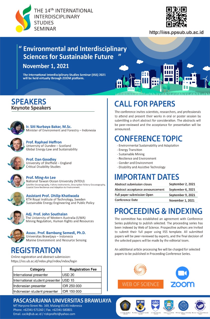 The 14th International Interdisciplinary Studies Seminar “Environmental and  Interdisciplinary Sciences for sustainable Future” November 1, 2021 |  Pascasarjana Universitas Brawijaya