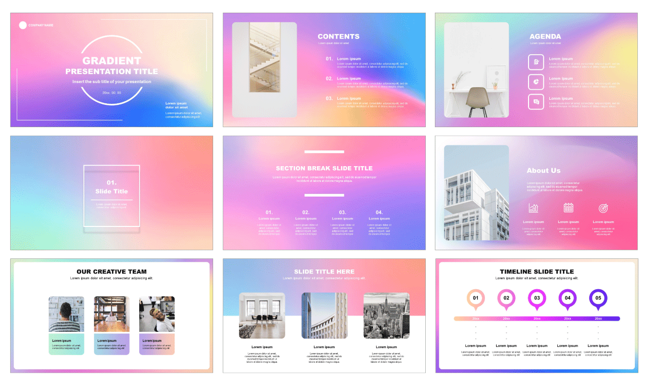 Gradient Color Free Powerpoint Template And Free Google Slides Theme