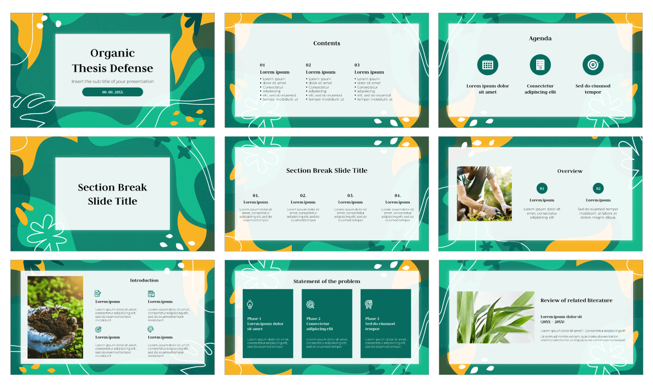 Organic thesis defense free google slides powerpoint template