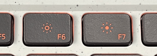 Example of screen brightness adjustment shortcut keys on a laptop