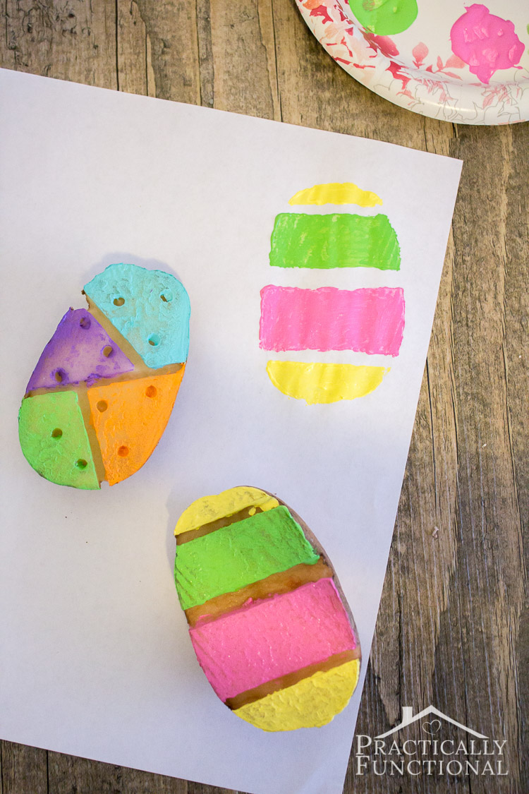 Potato stamp easter eggs