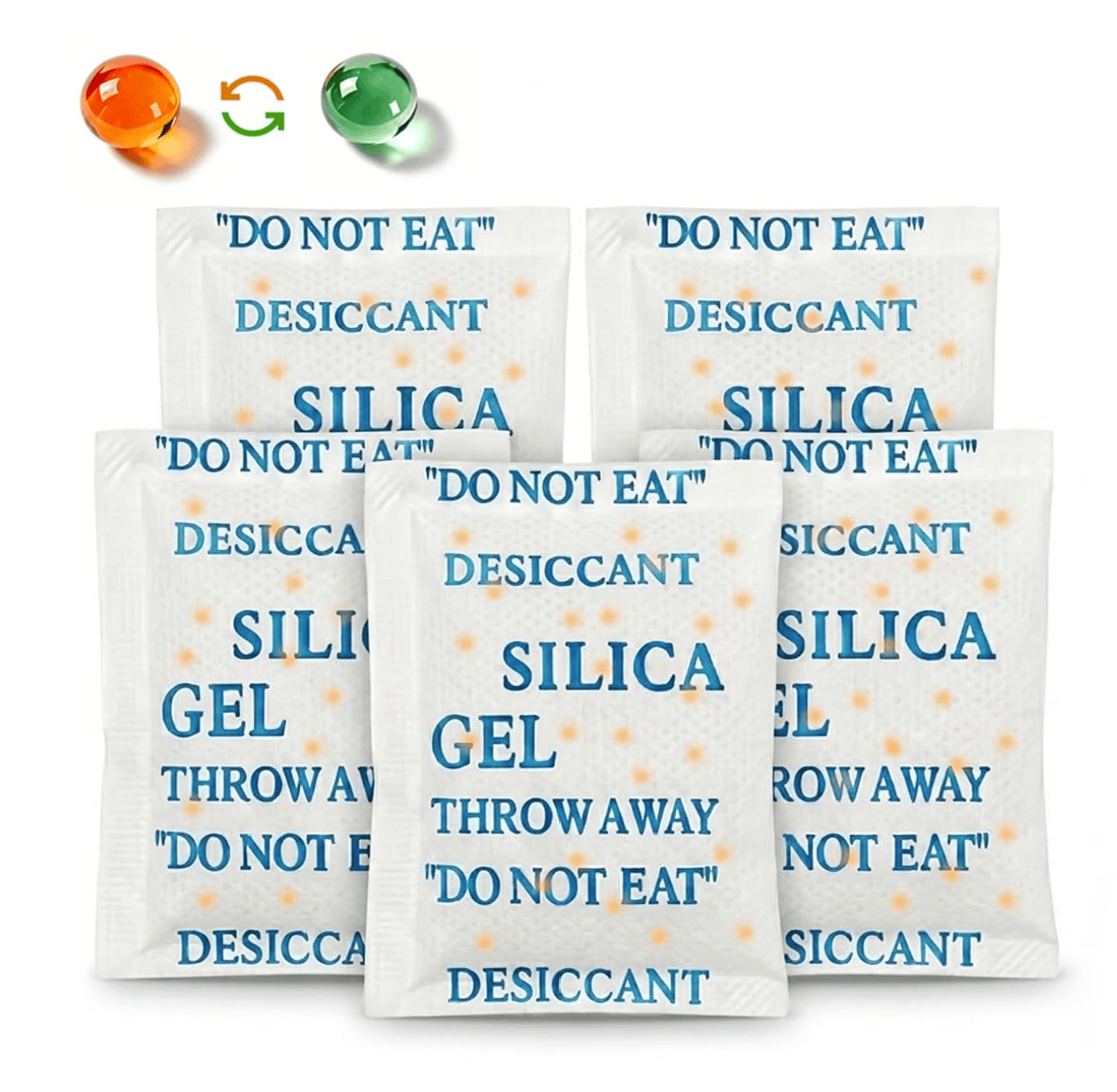 GamPark 50 Pack 5 Gram Desiccant Packs for Storage, Premium Silica Gel Packets, Rechargeable and Color Indicating