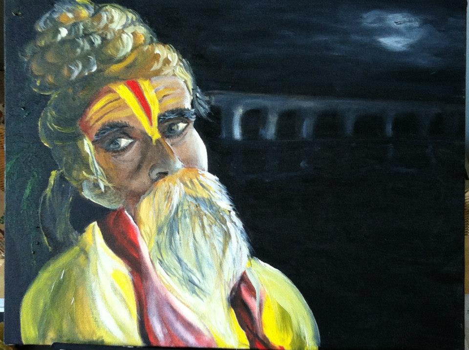 "The Content Sadhu" | Oil on Canvas, 18 Jan, 2013, Atlanta GA, USA