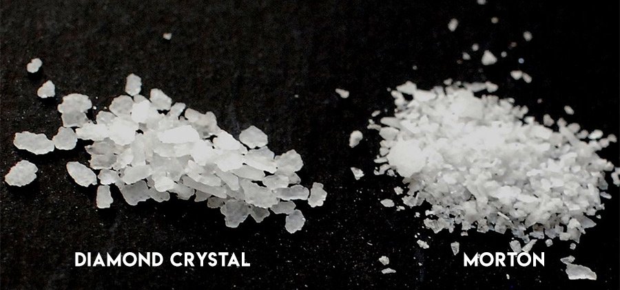 Comparativo do sal Diamond e Morton em close