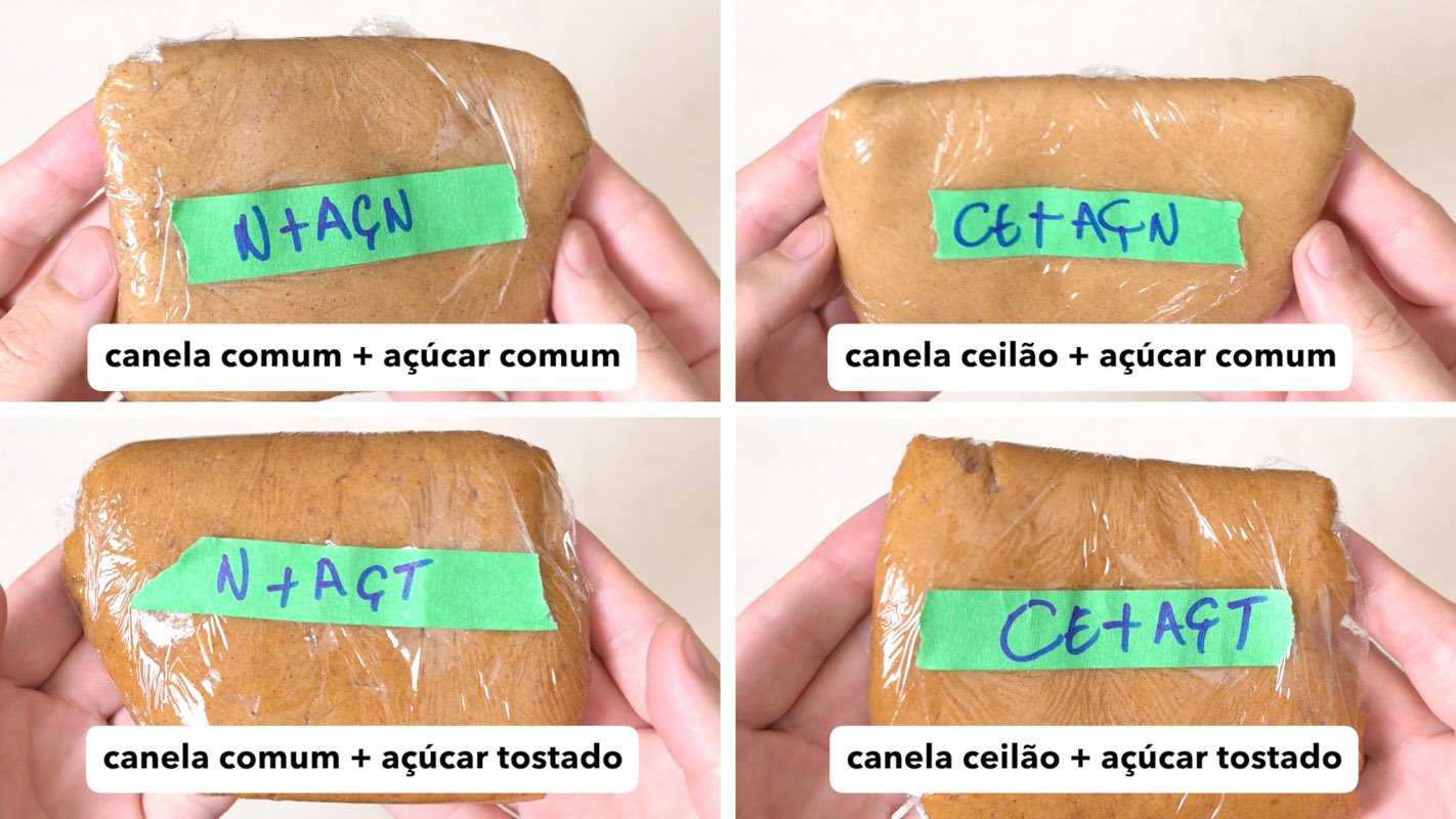 Comparativo de 4 massas de biscoff caseiro.