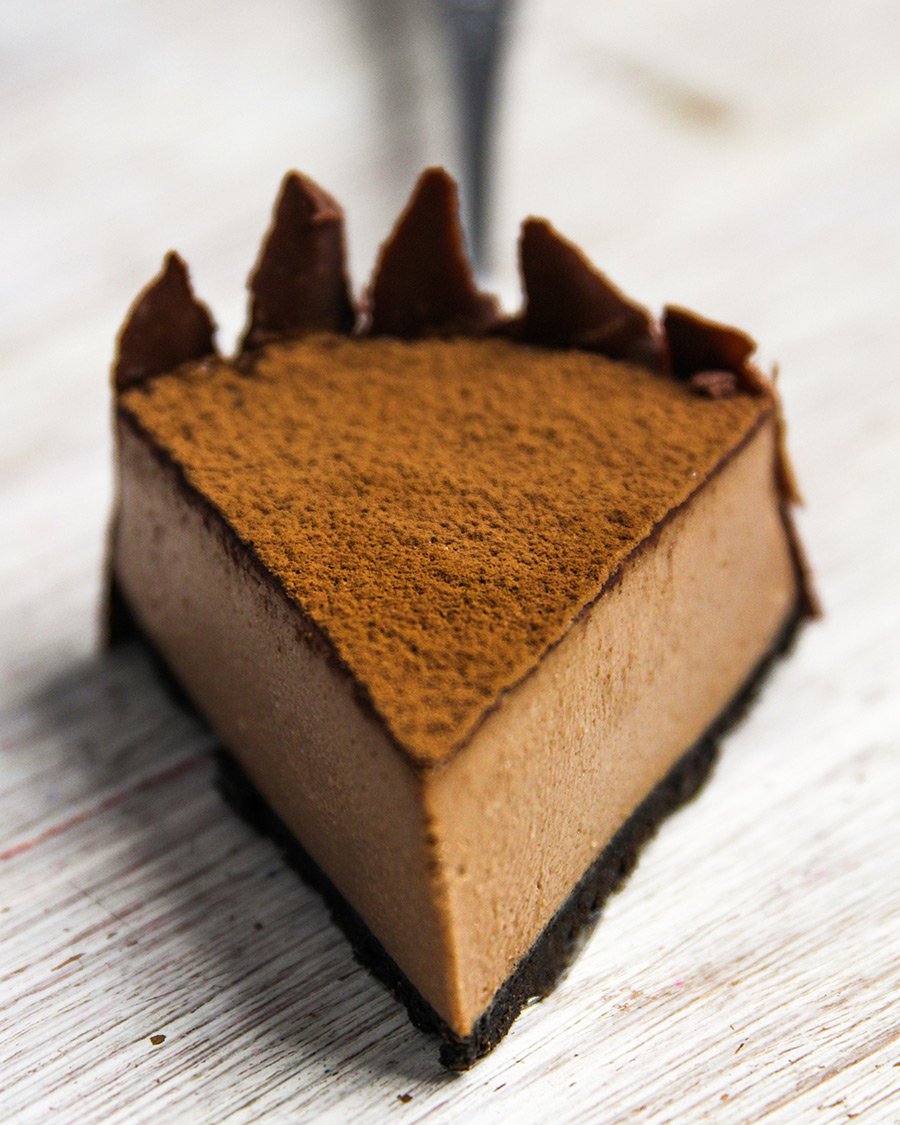 Peda&ccedil;o da Cheesecake de Nutella em close