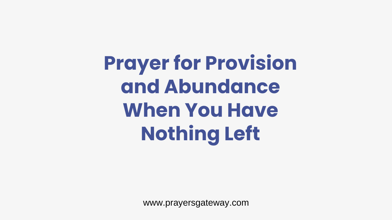 Prayer for Provision and Abundance