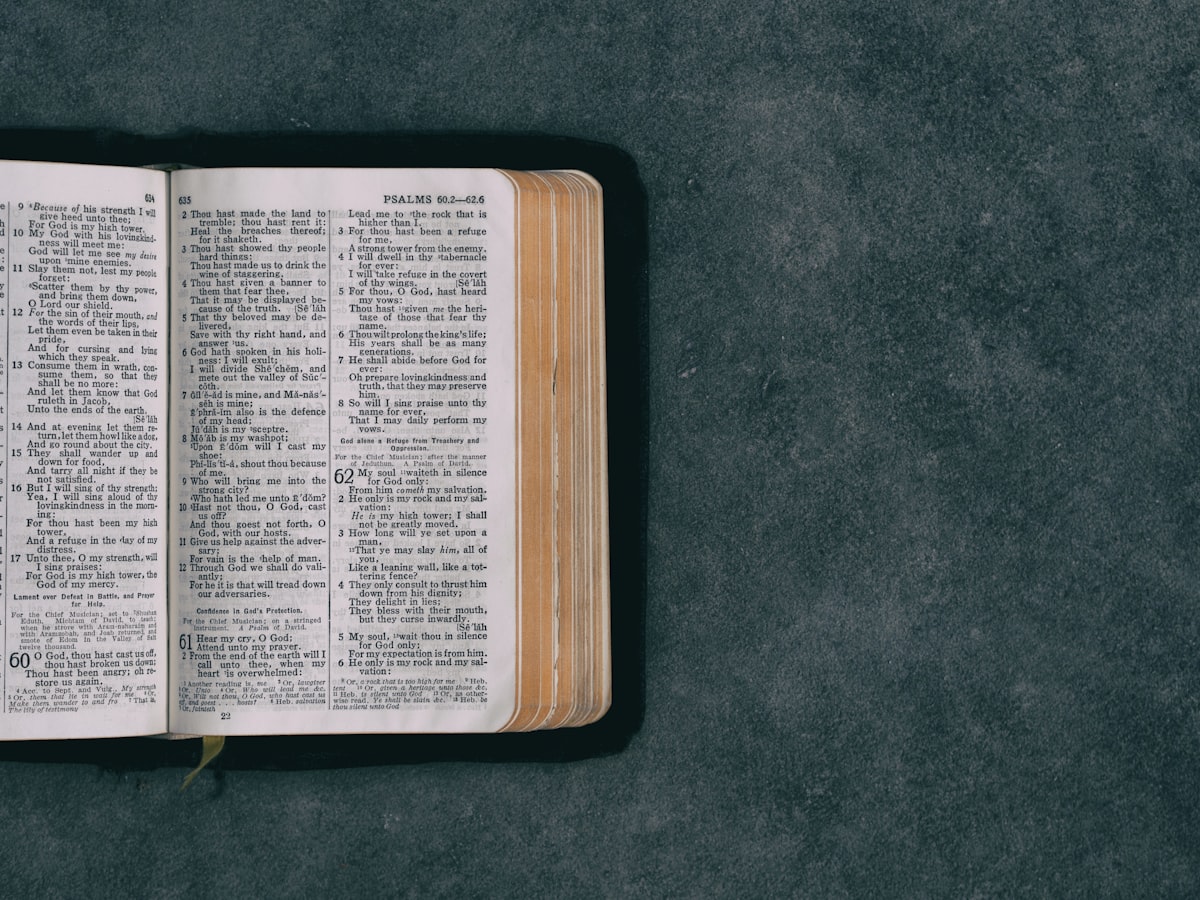 Open Bible on green surface — healing scriptures
