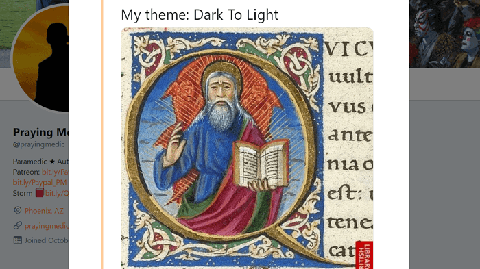 dark to light qanon praying medic