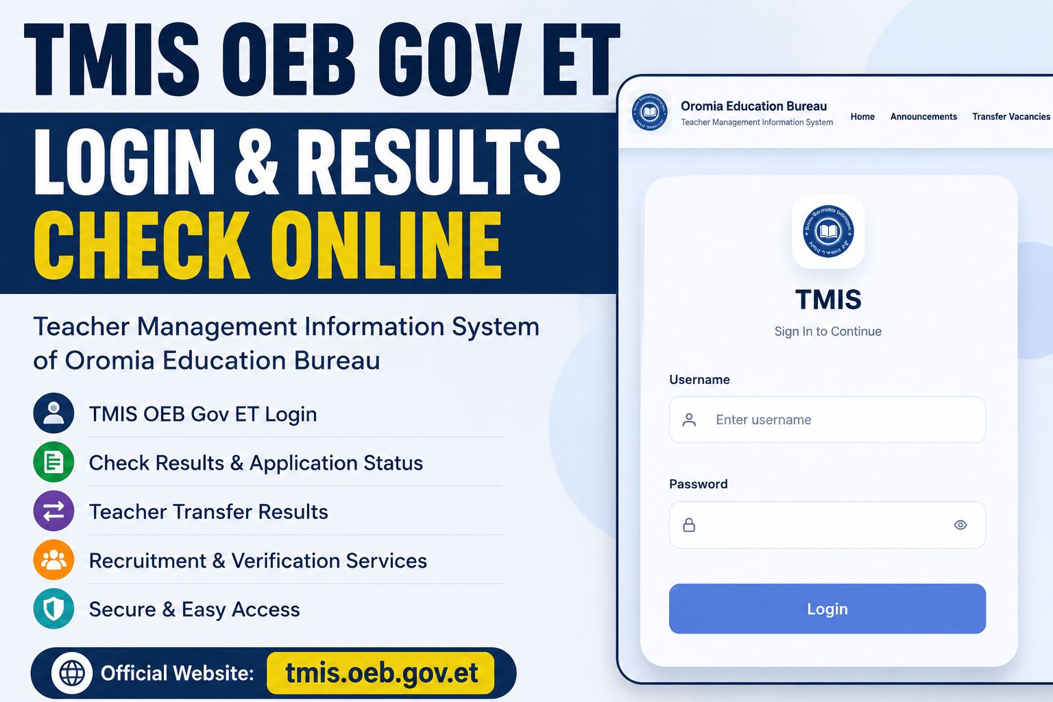 TMIS OEB Gov ET Login Results