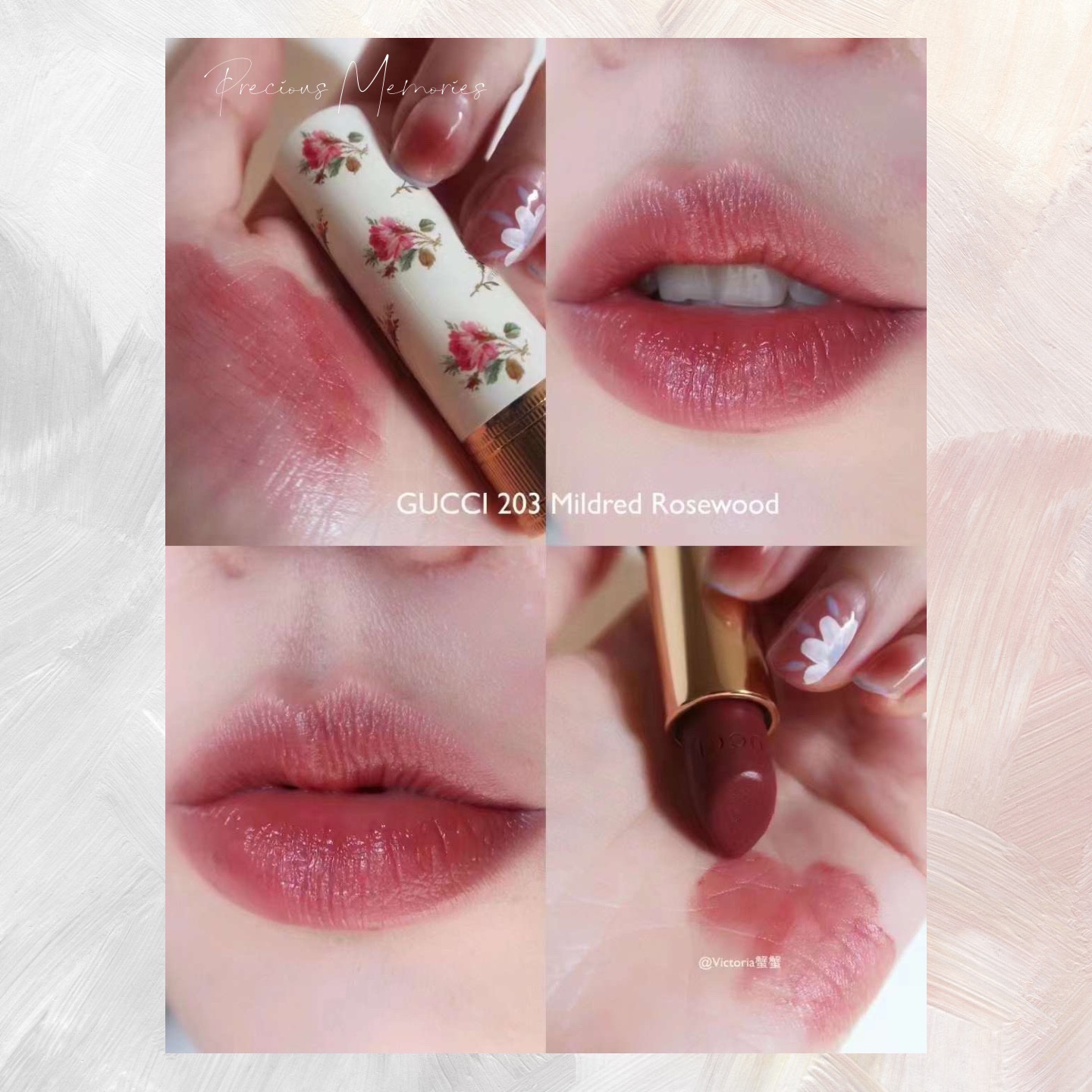 Ready Stock 现货] GUCCI Voile Lipstick 古驰碎花口红203 – Precious Memories