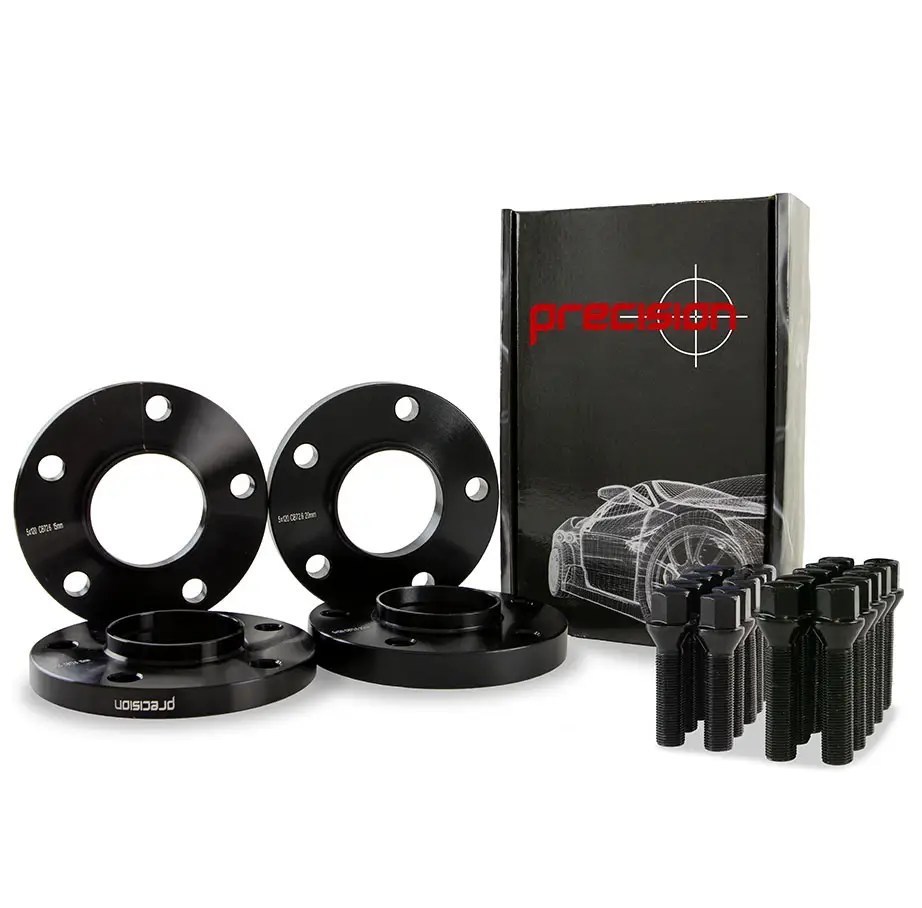 Staggered Black Wheel Spacers: 5x120 PCD | 72.6mm | 15mm & 20mm |Wheel Bolts: M14x1.25x45/50mm | 60 Degree Taper - ID: 2192