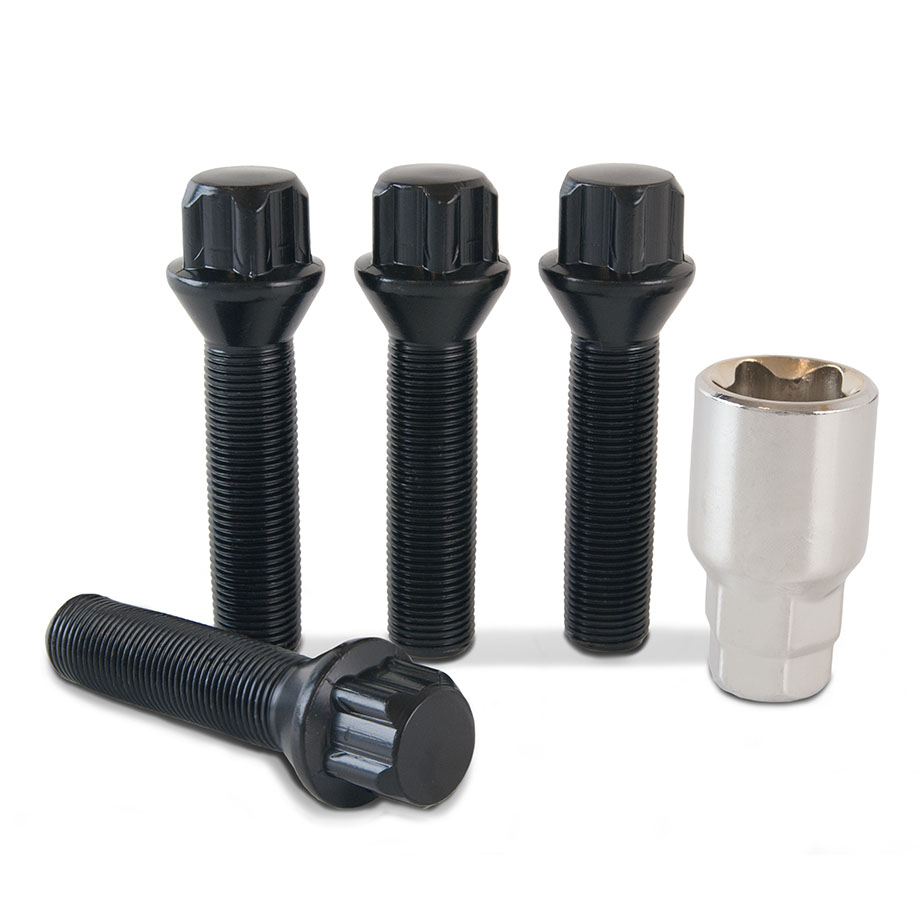 ST 10x M14x1.5x43 Black Wheel Bolts – 60 Degree Taper, Loose, SW19, Grade 10.9 (Part 56110492)