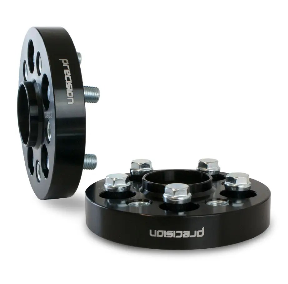 BS05B Bolt-On Wheel Spacers image, featuring 5x100 PCD, 57.1mm Centre Bore, 25mm Thickness, and short bolts M14x1.5 for secure and precise wheel fitment.
