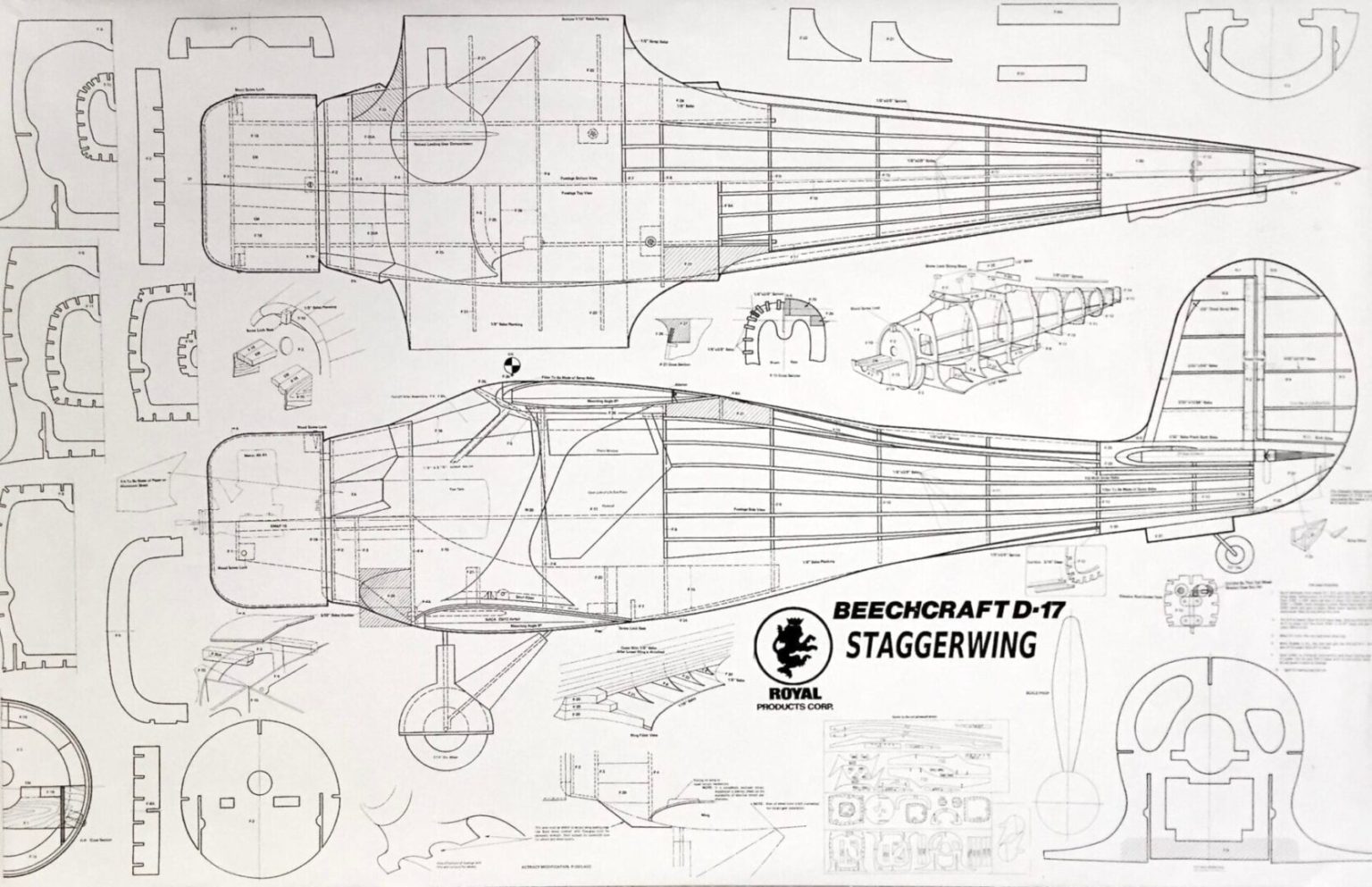 Royal Products - Beechcraft D-17 Staggerwing (56”) Plan Set & Manual ...