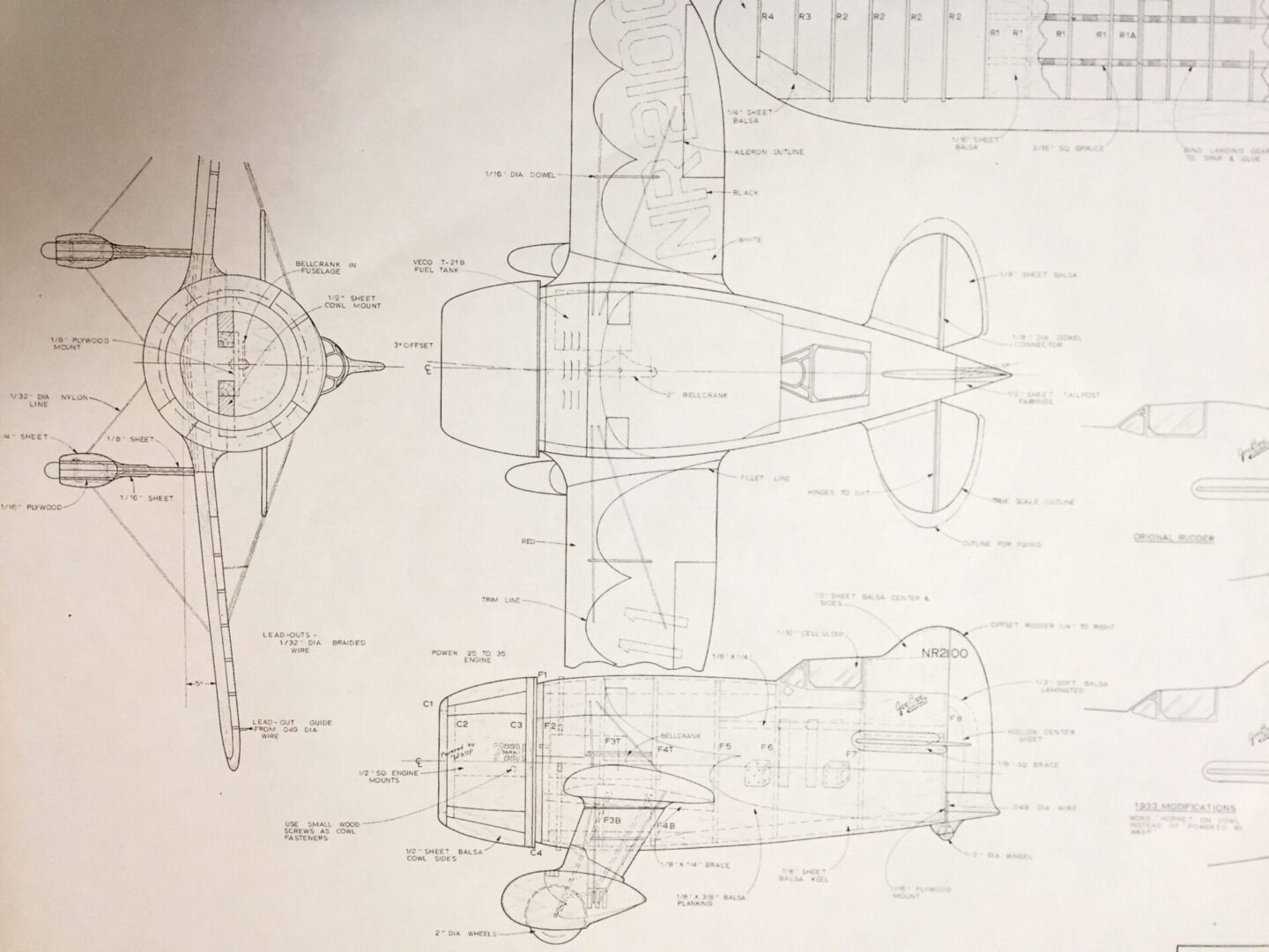 Gee Bee Super Sportster R-1 / R-2 (27.75”) Plan Set – 120U/C