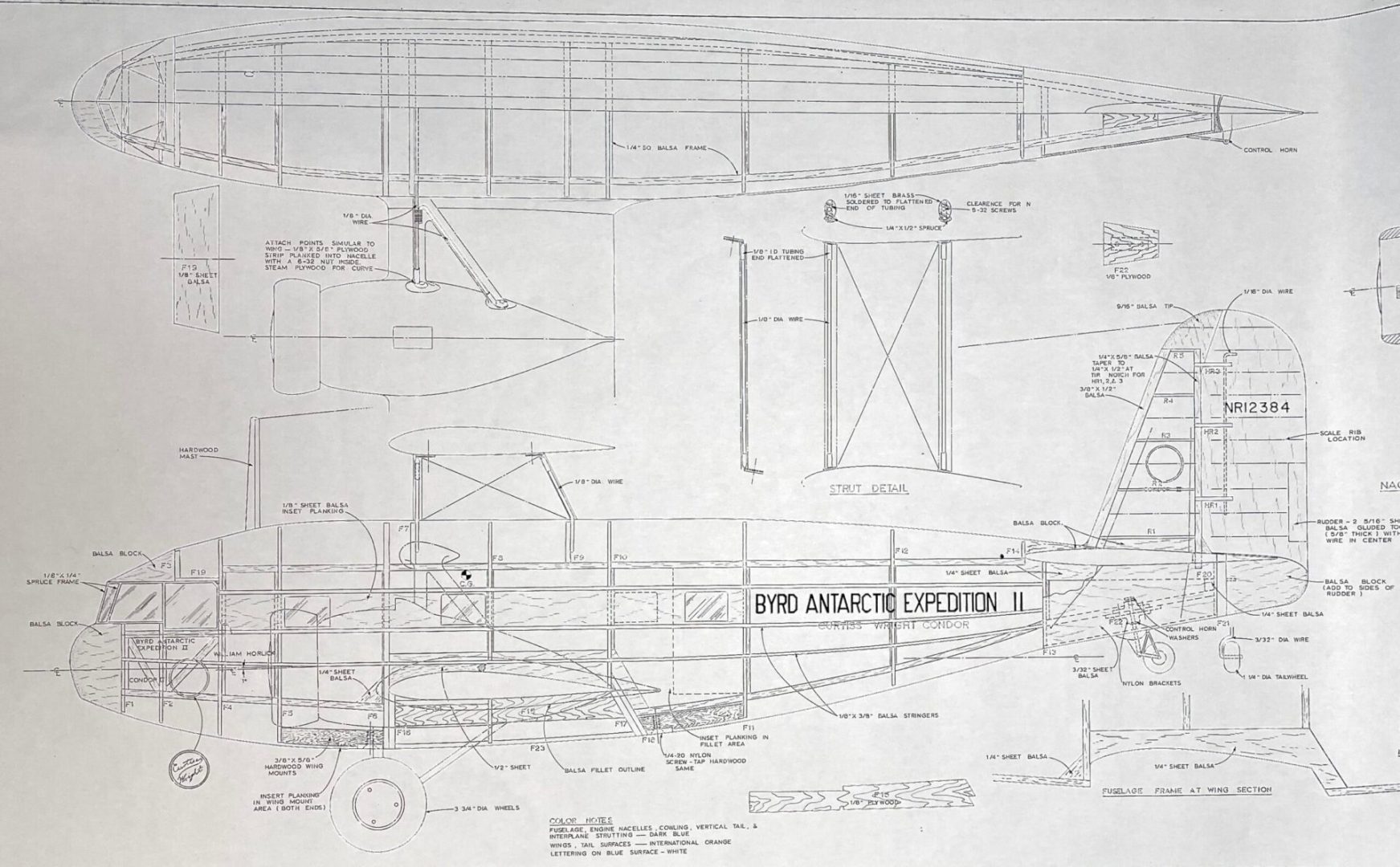 Curtiss Wright T-32 Condor (80”) Plan Set - 108RC - Precision Cut Kits
