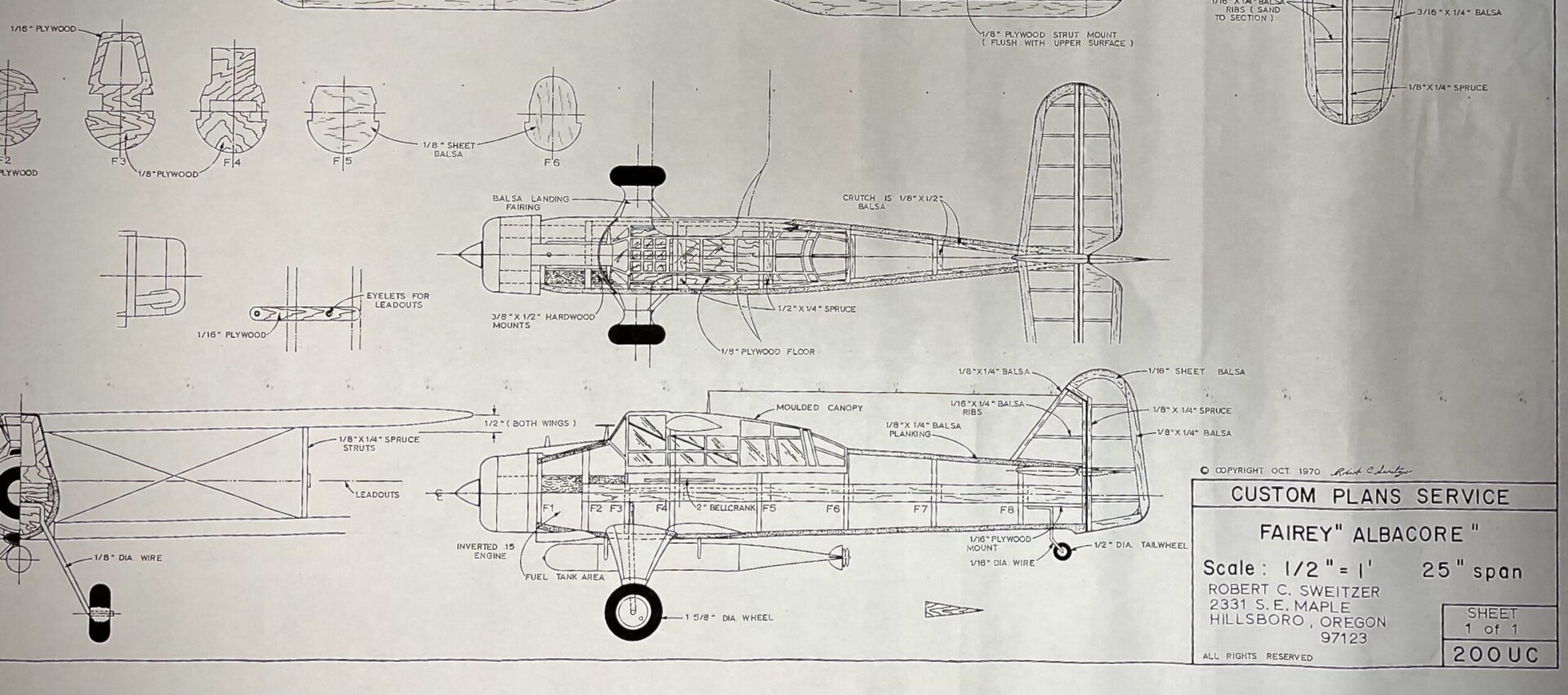 Fairey Albacore 25 Plan Set 200UC