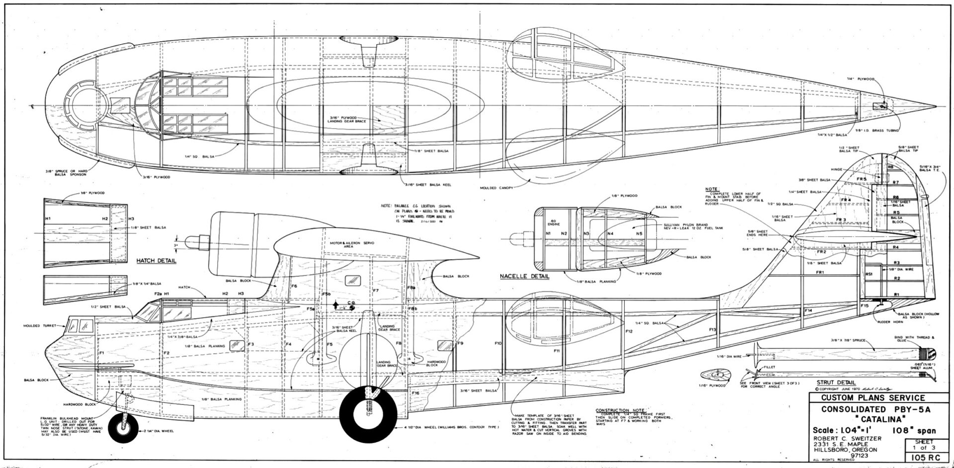 Consolidated PBY 5A Catalina 108 Plan Set 105RC