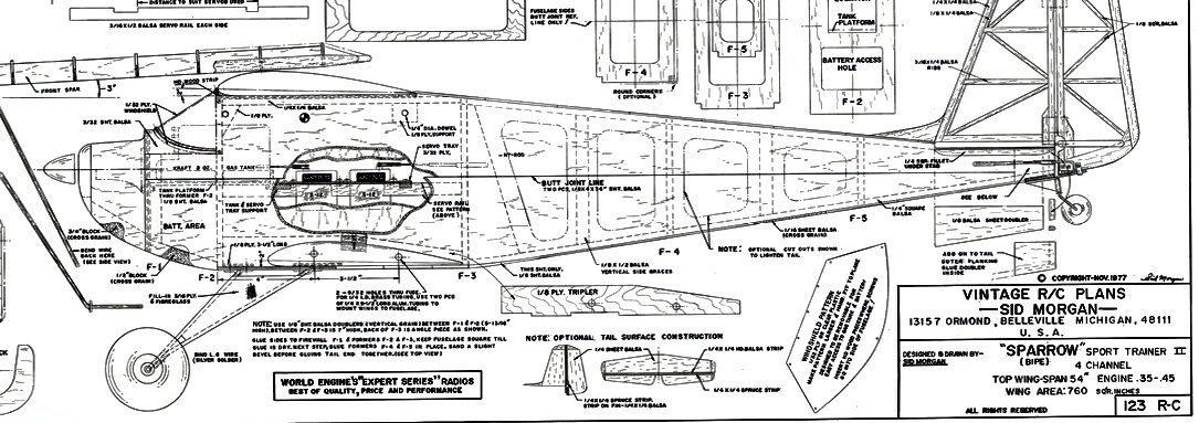 Sparrow Sport Trainer - II (Bipe) (54”) Plan Set