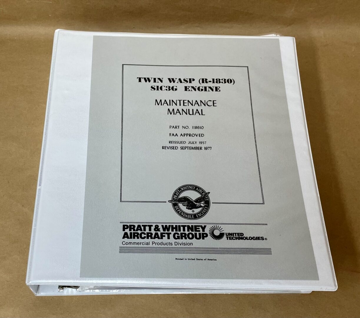 Pratt & Whitney Twin Wasp (R-1830) S1C3G Engine Maintenance & Parts Book