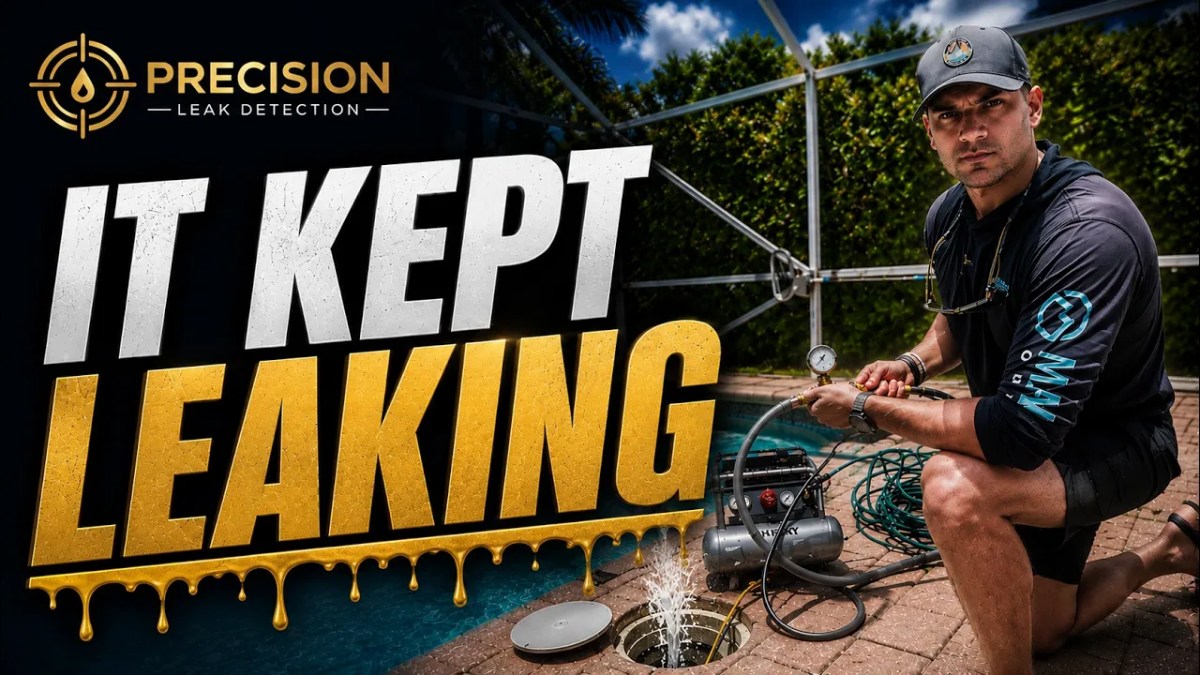 Broken underground swimming pool skimmer plumbing line in Jupiter, Florida