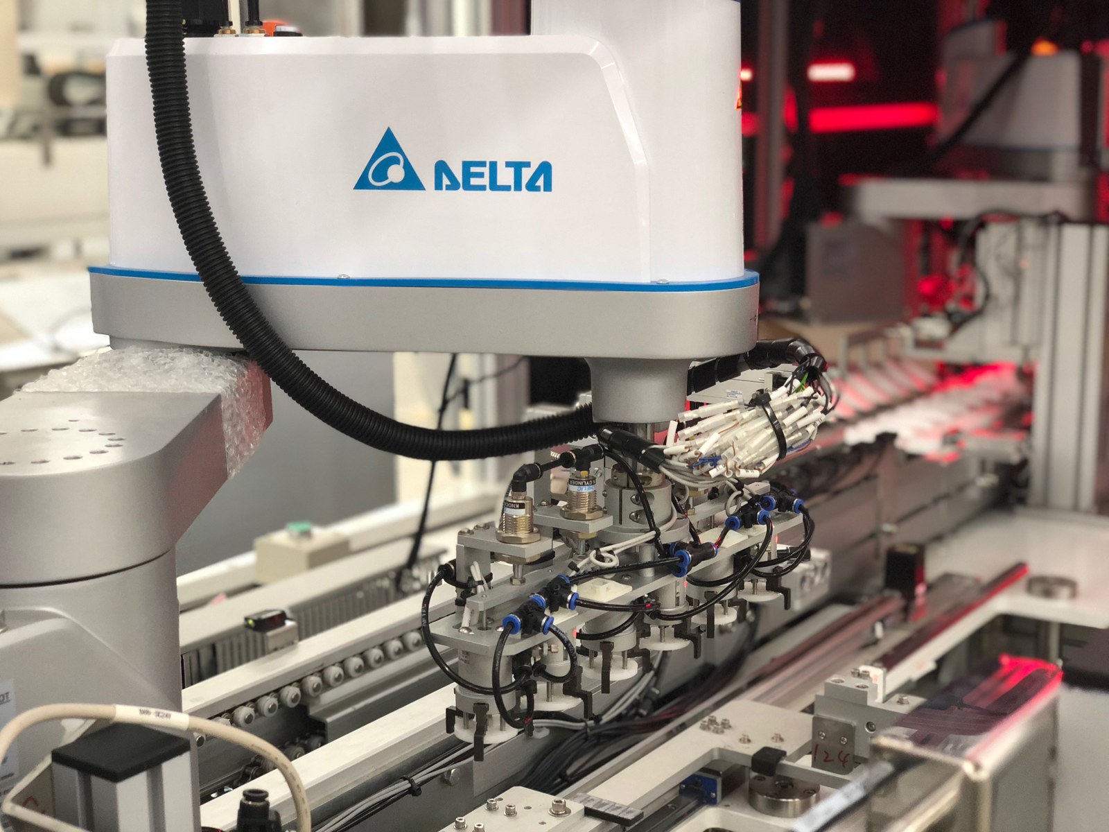 A robotic work cell on the production line