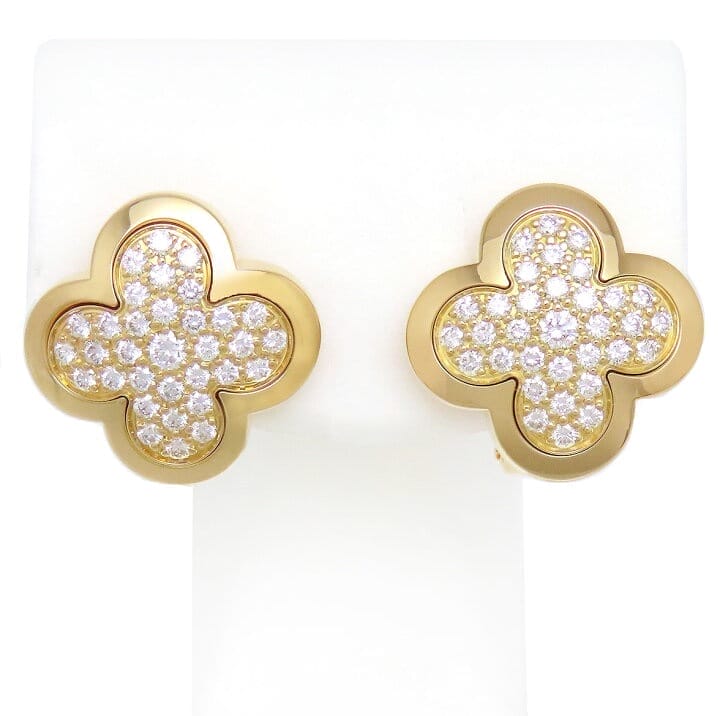 Van Cleef & Arpels Diamond-Paved Pure Alhambra Yellow Gold Ear Studs
